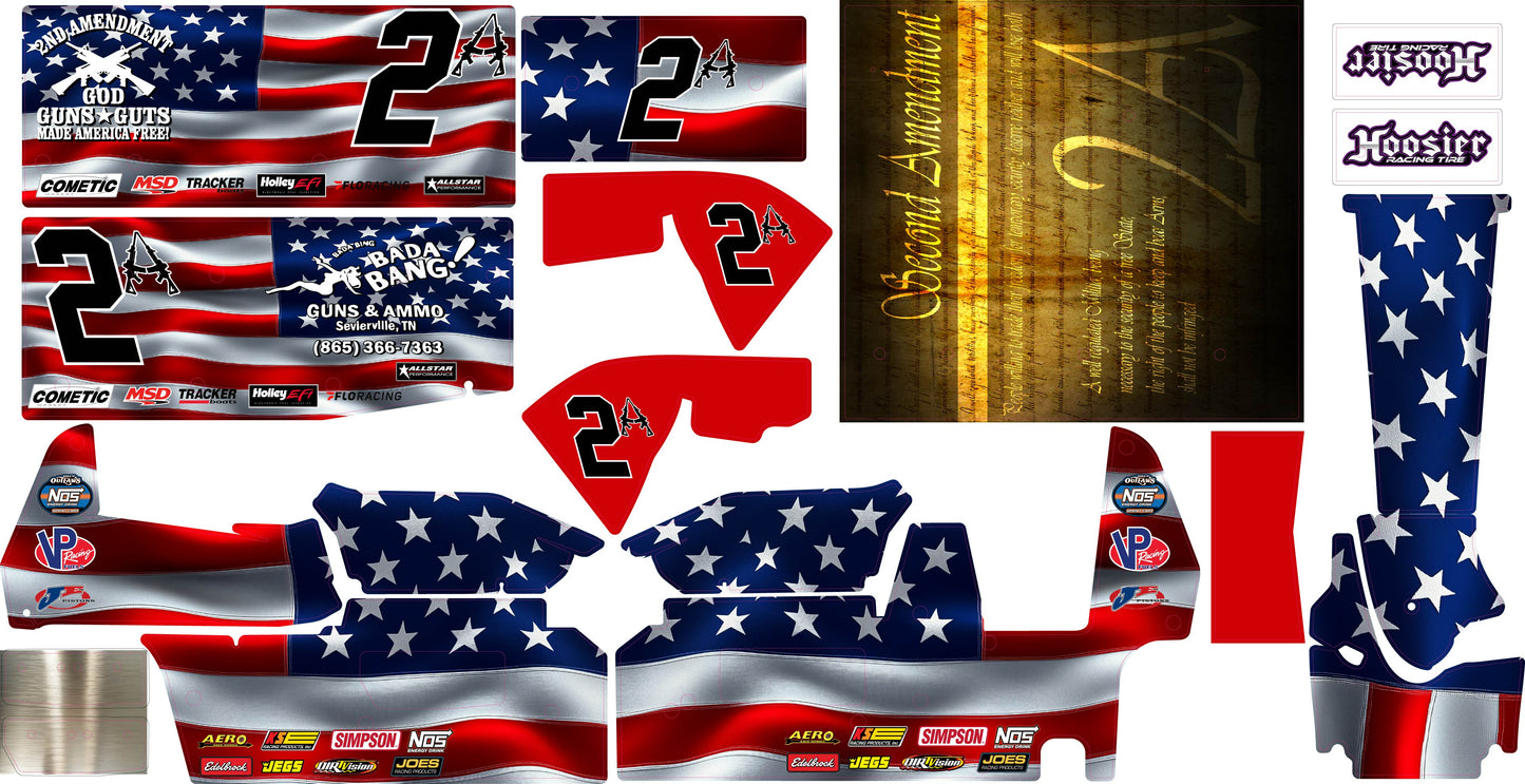 2nd Amendment Patriotic Losi 22 Sprint Car Remote Control Car Wrap With Gloss Laminate