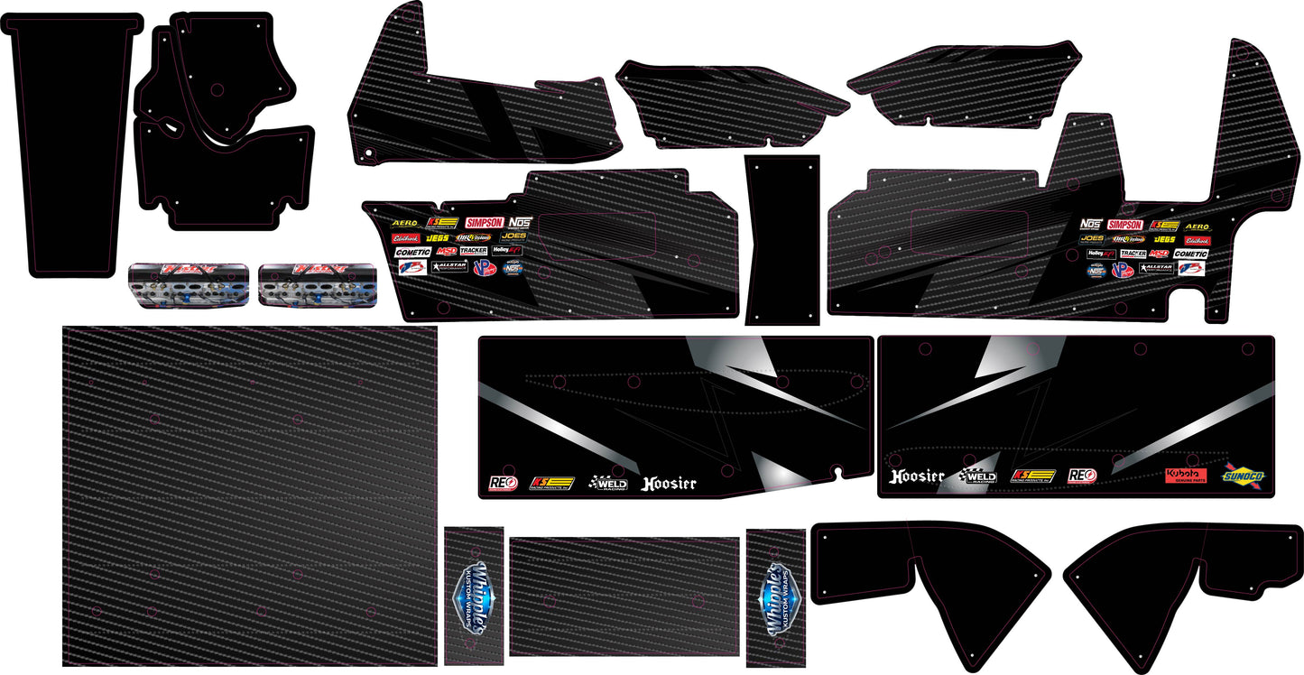 Stock Carbon Fiber and Color Losi 22 Wrap - Custom Name/Number/Sponsor Design with Gloss Laminate