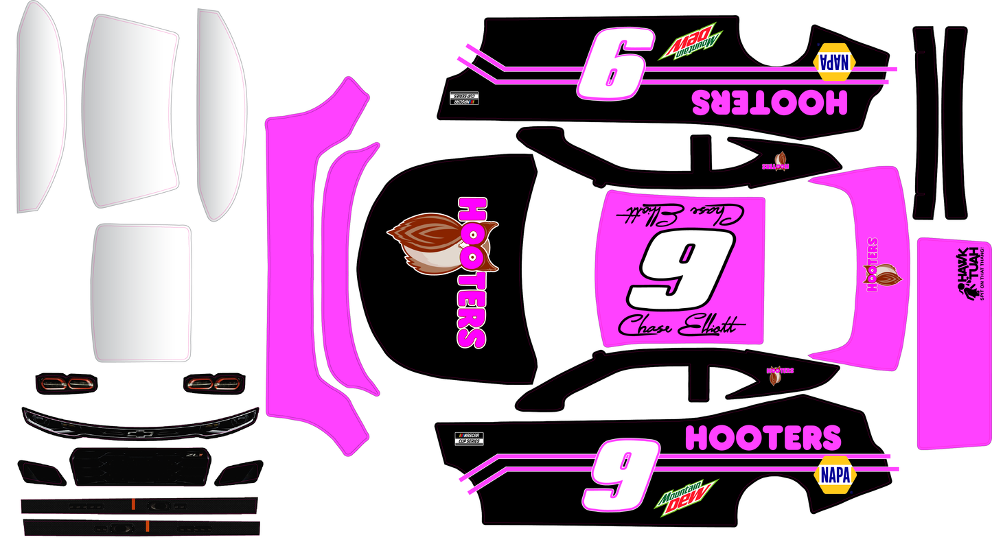 Nascar Losi Chevy Body - Chase Elliot Hooters Inspired Losi Nascar Wrap Remote Control / RC (Copy)