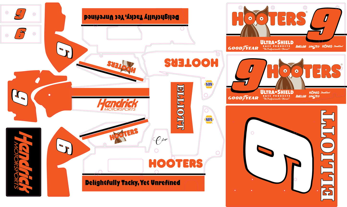 Losi 22s Sprint Car #9 Chase Elliott Hooters Inspired Wrap