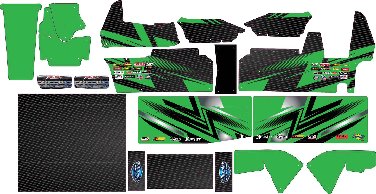 Stock Carbon Fiber and Color Losi 22 Wrap - Custom Name/Number/Sponsor Design with Gloss Laminate