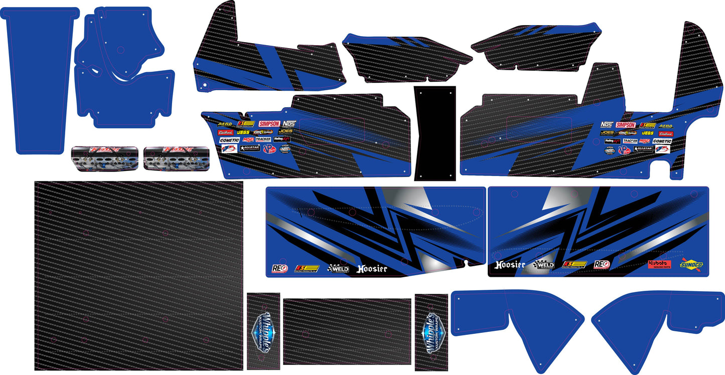 Stock Carbon Fiber and Color Losi 22 Wrap - Custom Name/Number/Sponsor Design with Gloss Laminate