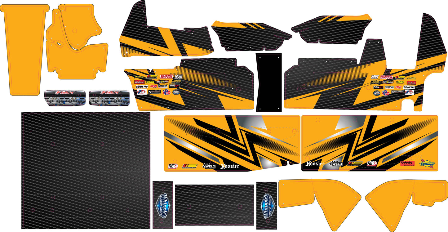 Stock Carbon Fiber and Color Losi 22 Wrap - Custom Name/Number/Sponsor Design with Gloss Laminate
