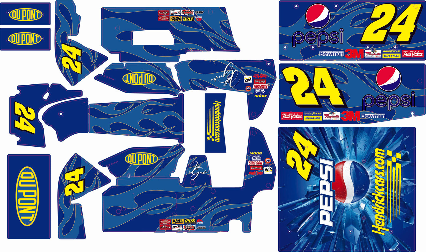 Jeff Gordon Pepsi Themed Losi 22 Sprint Car Wrap - NASCAR Legend Design with Gloss Laminate