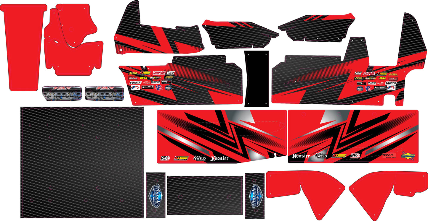 Stock Carbon Fiber and Color Losi 22 Wrap - Custom Name/Number/Sponsor Design with Gloss Laminate