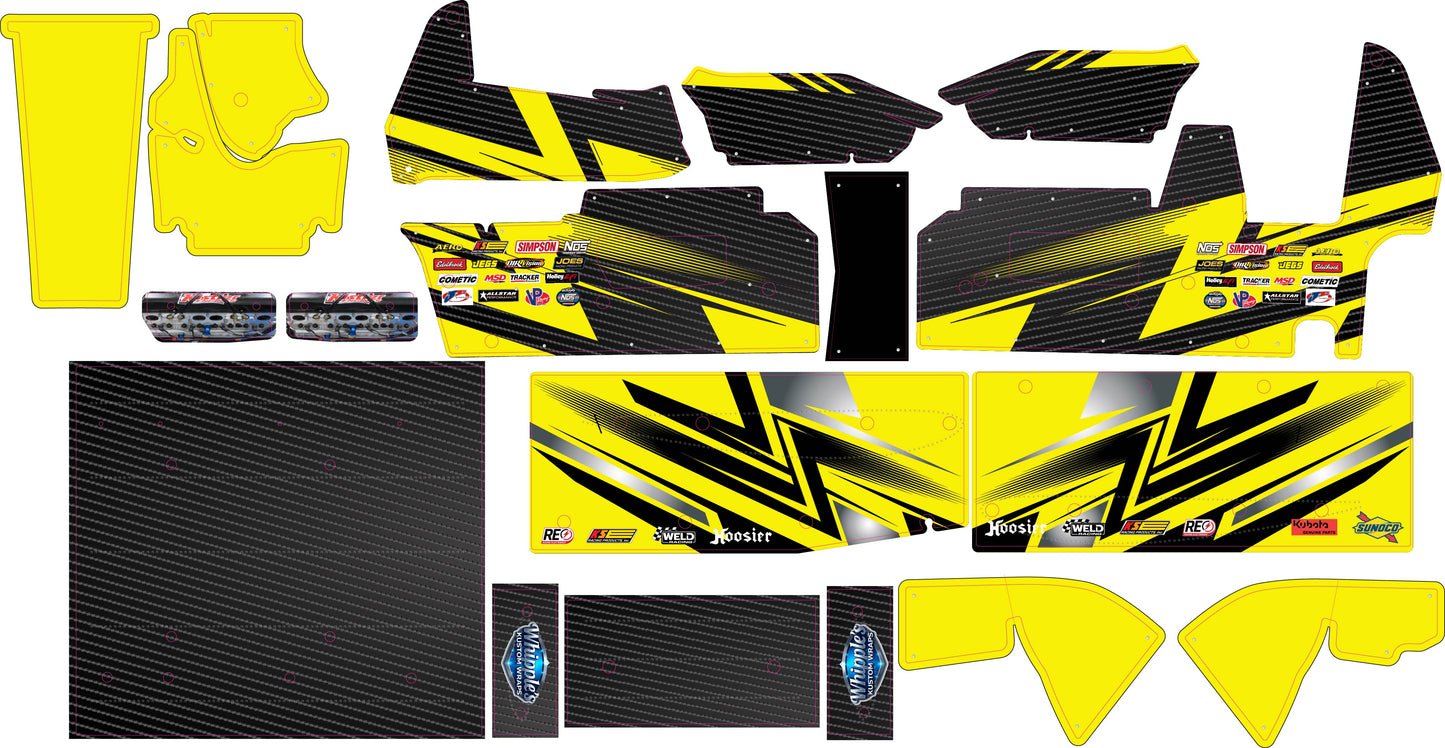 Stock Carbon Fiber and Color Losi 22 Wrap - Custom Name/Number/Sponsor Design with Gloss Laminate