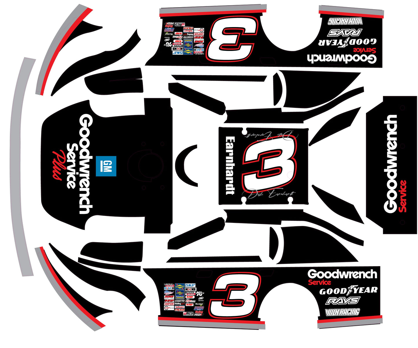 Dale Earnhardt Sr. Themed Traxxas Late Model Wrap - Intimidator Legend Design with Gloss Laminate