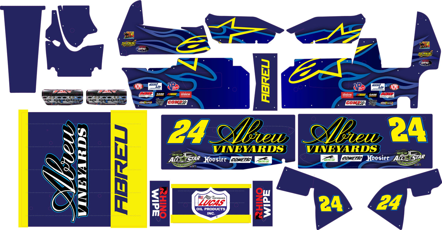 Rico - Abreu Vineyard Themed Losi 22 Sprint Car Wrap - California Kid Racing Design with Gloss Laminate