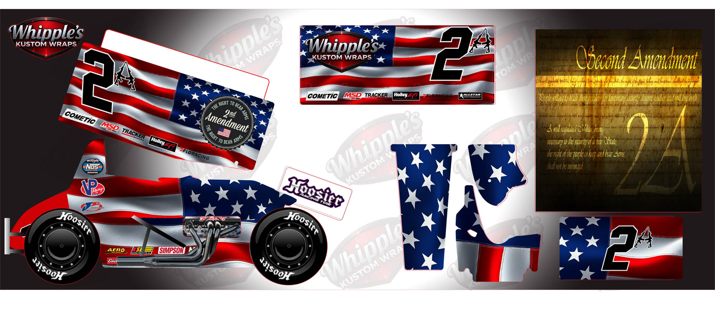 2nd Amendment Patriotic Losi 22 Sprint Car Remote Control Car Wrap With Gloss Laminate