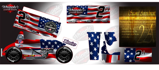2nd Amendment Patriotic Losi 22 Sprint Car Remote Control Car Wrap With Gloss Laminate