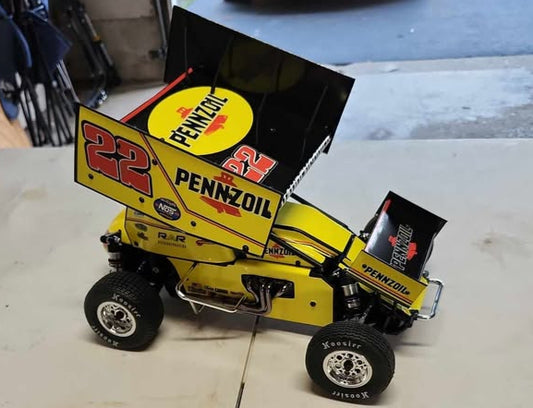 Jac Haudenschild Themed Losi 22 Sprint Car Wrap - Wild Child Racing Legend Design with Gloss Laminate