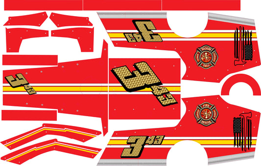Firefighter Themed  Traxxas Modified / Mudboss Remote Control Car Wrap With Gloss Laminate
