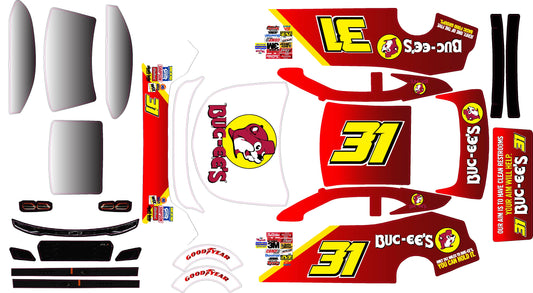 Buc-ees Themed Losi Nascar Remote Control Car Wrap With Gloss Laminate