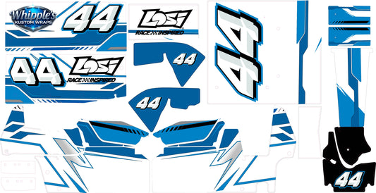 Blue Losi Sprint Wrap With Gloss Laminate - Request Name, number and sponsors.
