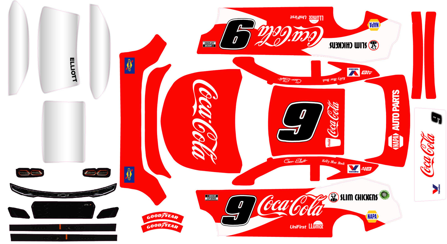Chase Elliott Coca Cola Themed  Losi Nascar Chevy Remote Control Car Wrap with Gloss Laminate