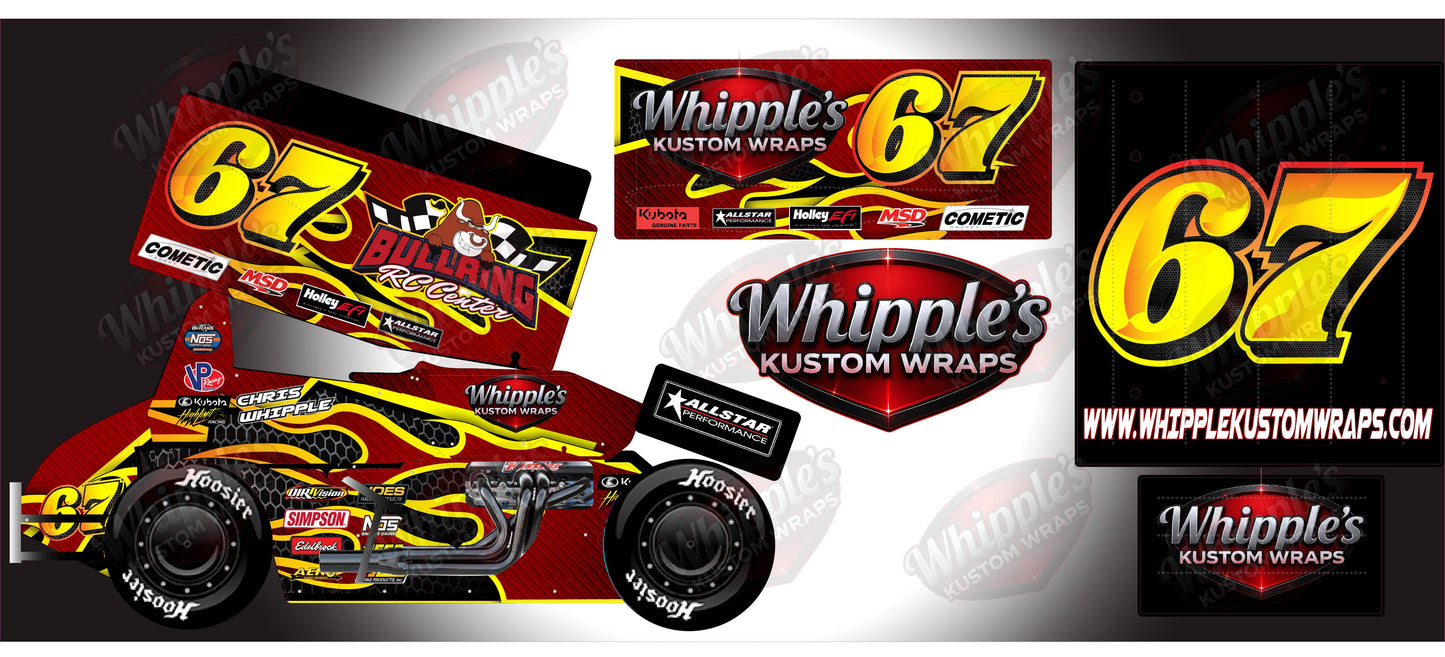 Stock Flames and Red Carbon Fiber Losi 22 Wrap - Custom Name/Number/Sponsor Design