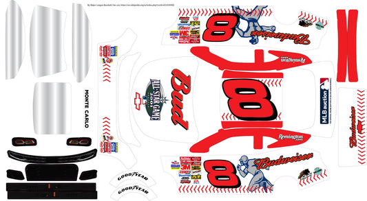 2001 Dale Jr 8 All Star Themed Losi Nascar Remote Control Car Wrap With Gloss Laminate - Chevy Body