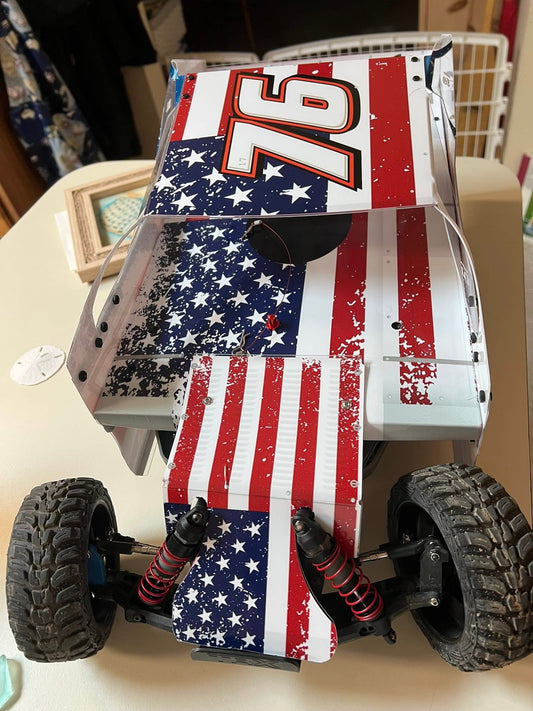 Custom Theme  Patriotic Salvas Mudboss Remote Control Car Wrap With Gloss Laminate