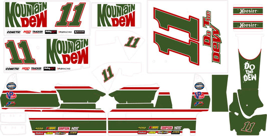 Mountain Dew Themed Losi 22 Sprint Car Wrap - Extreme Energy Design with Gloss Laminate