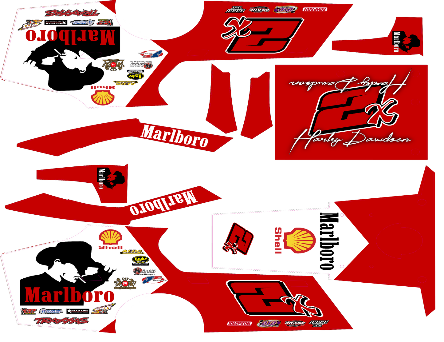 Marlboro Red Themed  Traxxas Modified / Mudboss Remote Control Car Wrap With Gloss Laminate