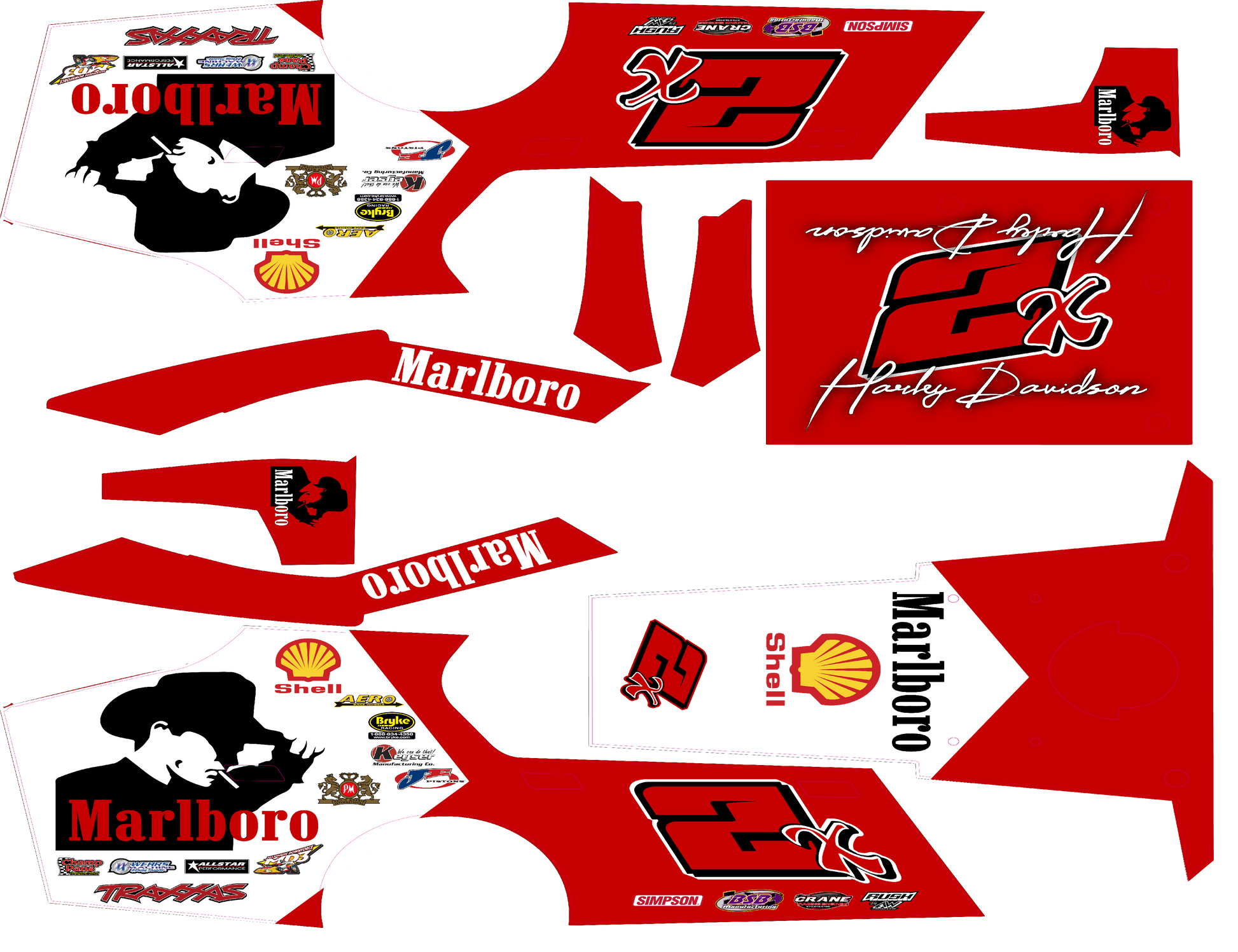Marlboro Red Themed  Traxxas Modified / Mudboss Remote Control Car Wrap With Gloss Laminate