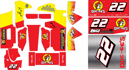 Buc-ee's Themed Losi 22 Sprint Car Wrap - Texas Travel Center Design with Gloss Laminate