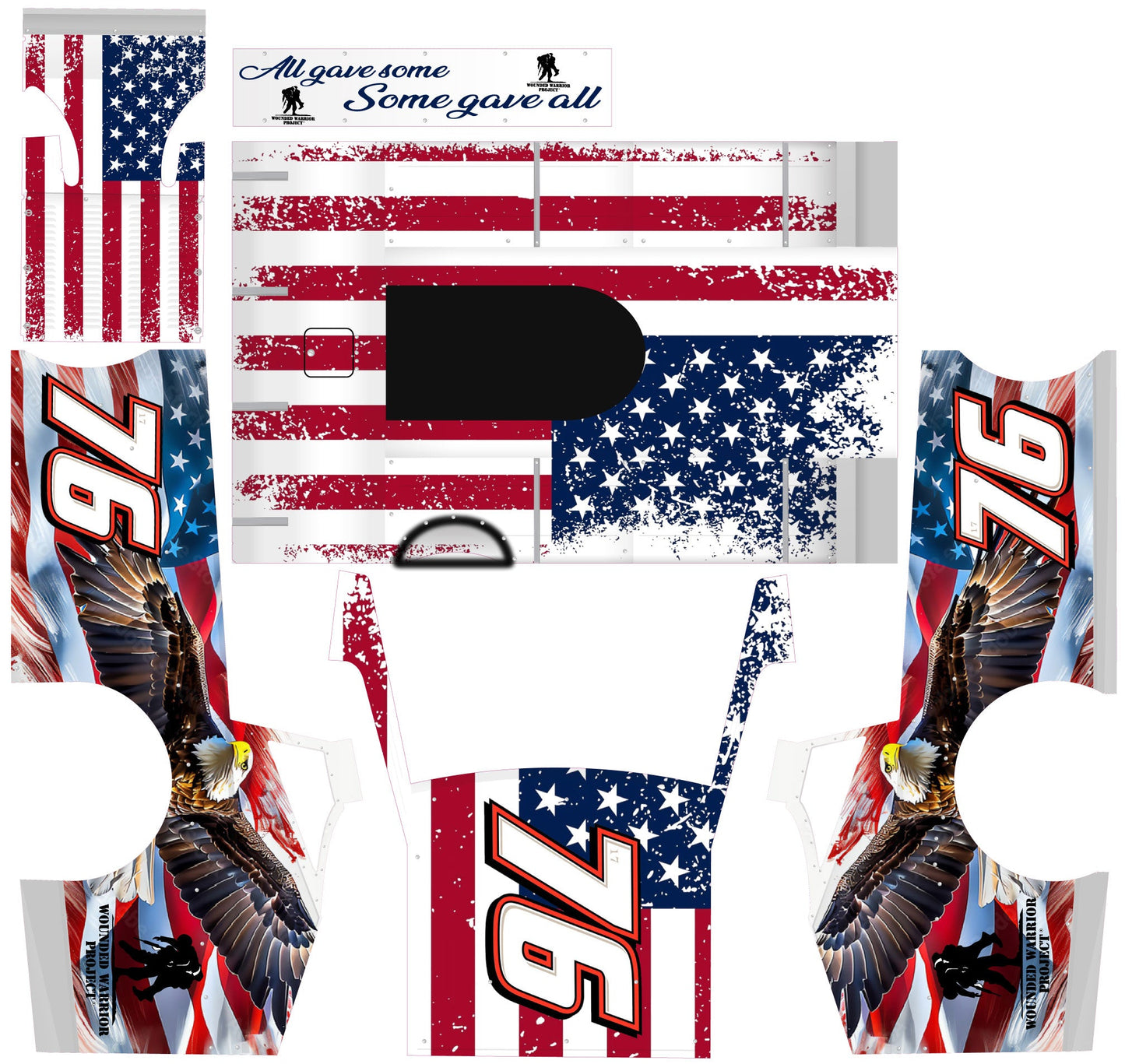 Custom Theme  Patriotic Salvas Mudboss Remote Control Car Wrap With Gloss Laminate