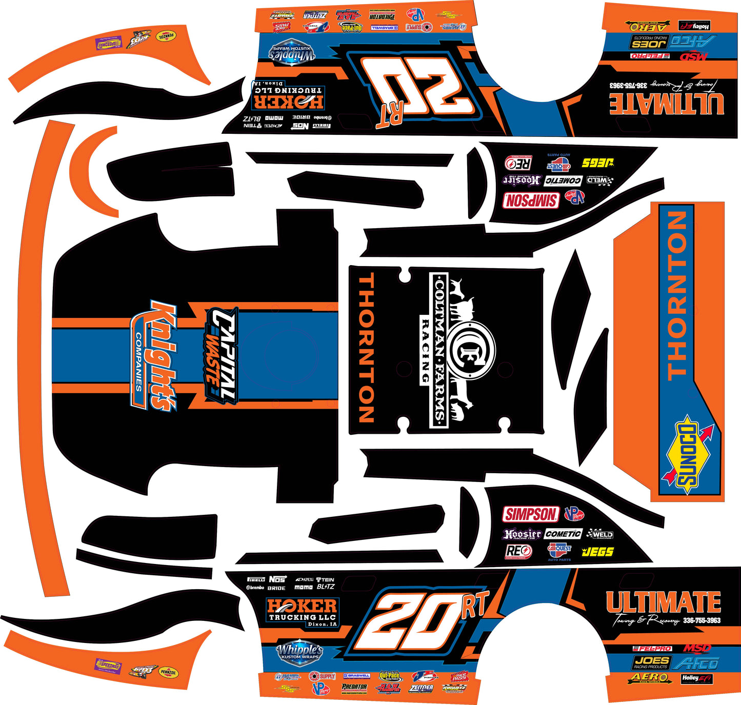 Ricky Thornton Jr RTJ Themed Traxxas Late Model Wrap - Championship Racing Design with Gloss Laminate