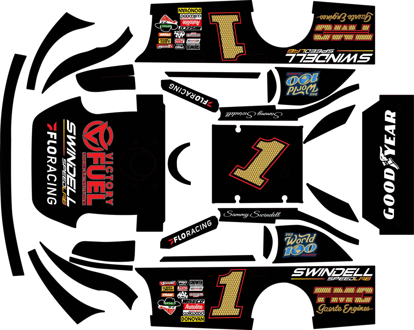 Sammy Swindell Themed Traxxas Late Model Wrap - Sprint Car Legend Design with Gloss Laminate