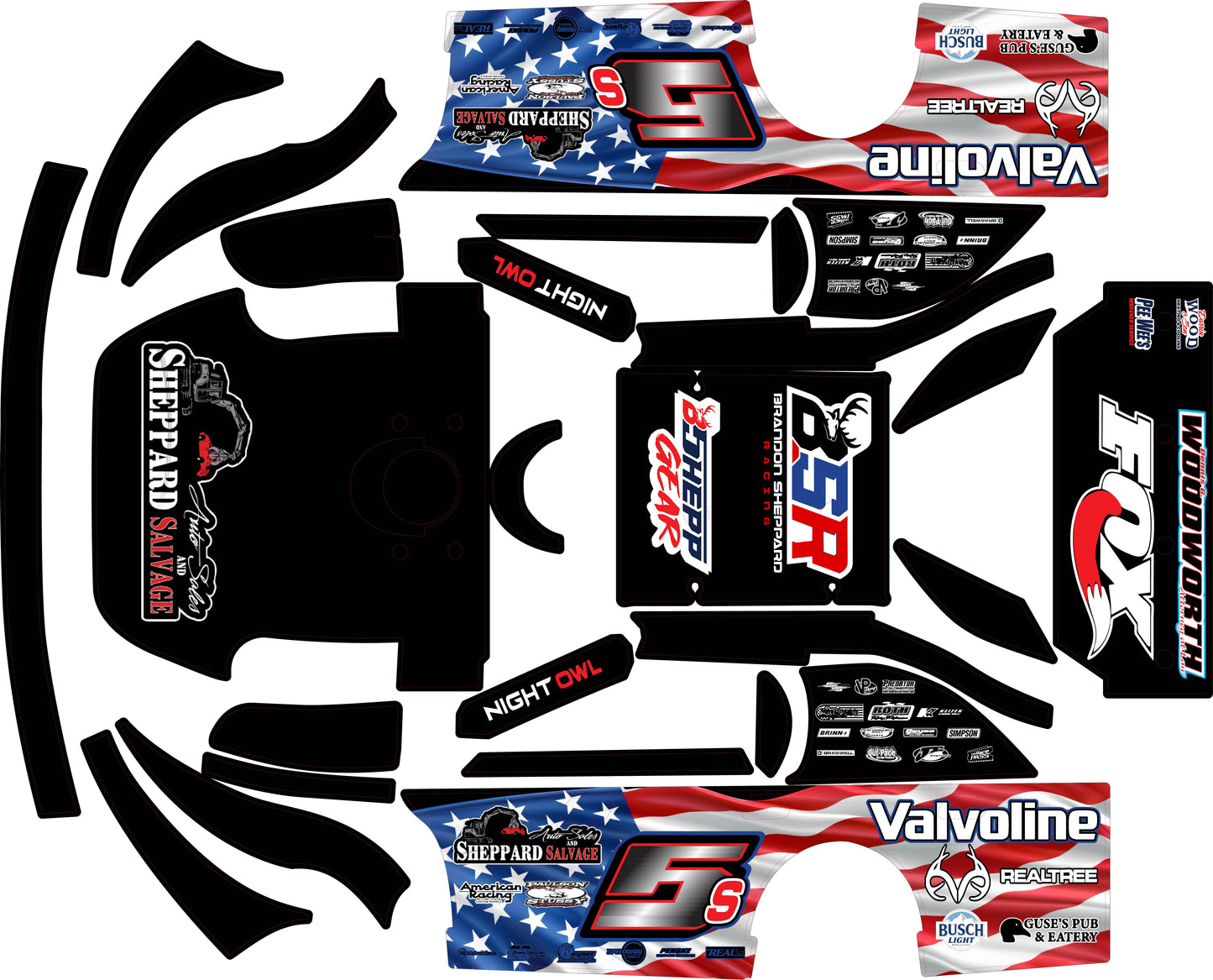 Brandon Sheppard Themed Traxxas Late Model Wrap - with Gloss Laminate