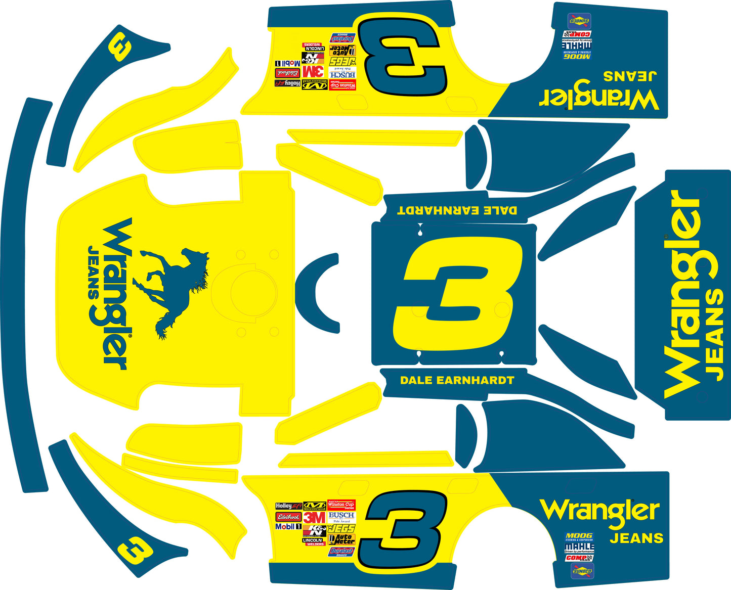Dale Earnhardt Sr. Themed Traxxas Late Model Wrap - Intimidator Wrangler Design with Gloss Laminate