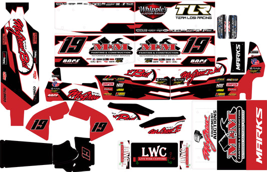 Brent Marks Losi 22 Sprint Car Wrap with chassis skin, inner wing panels and gloss laminate.