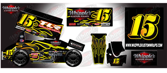 Stock Flames and Black Carbon Fiber Losi 22 Wrap - Custom Name/Number/Sponsor Design