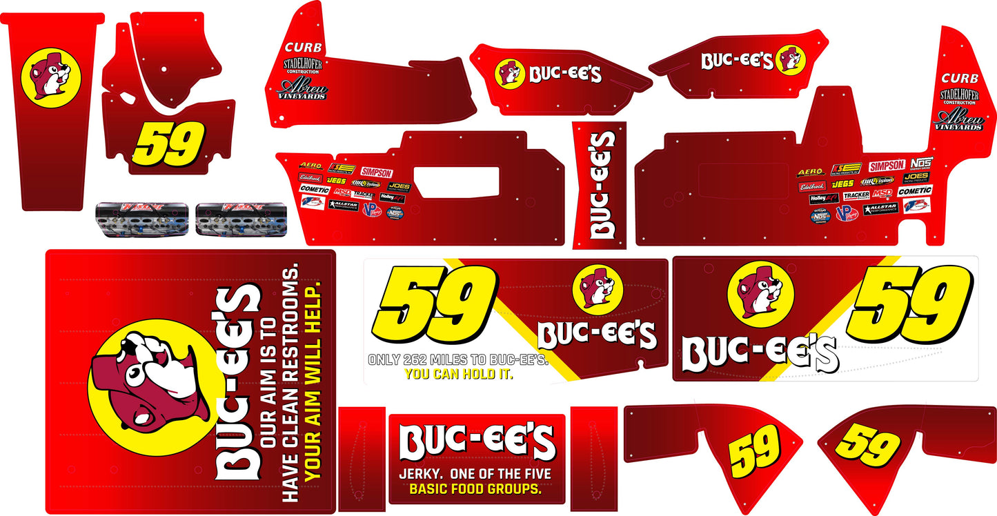 Version 2 Buc-Ees Themed  Losi 22 Sprint Car Remote Control Car Wrap With Gloss Laminate