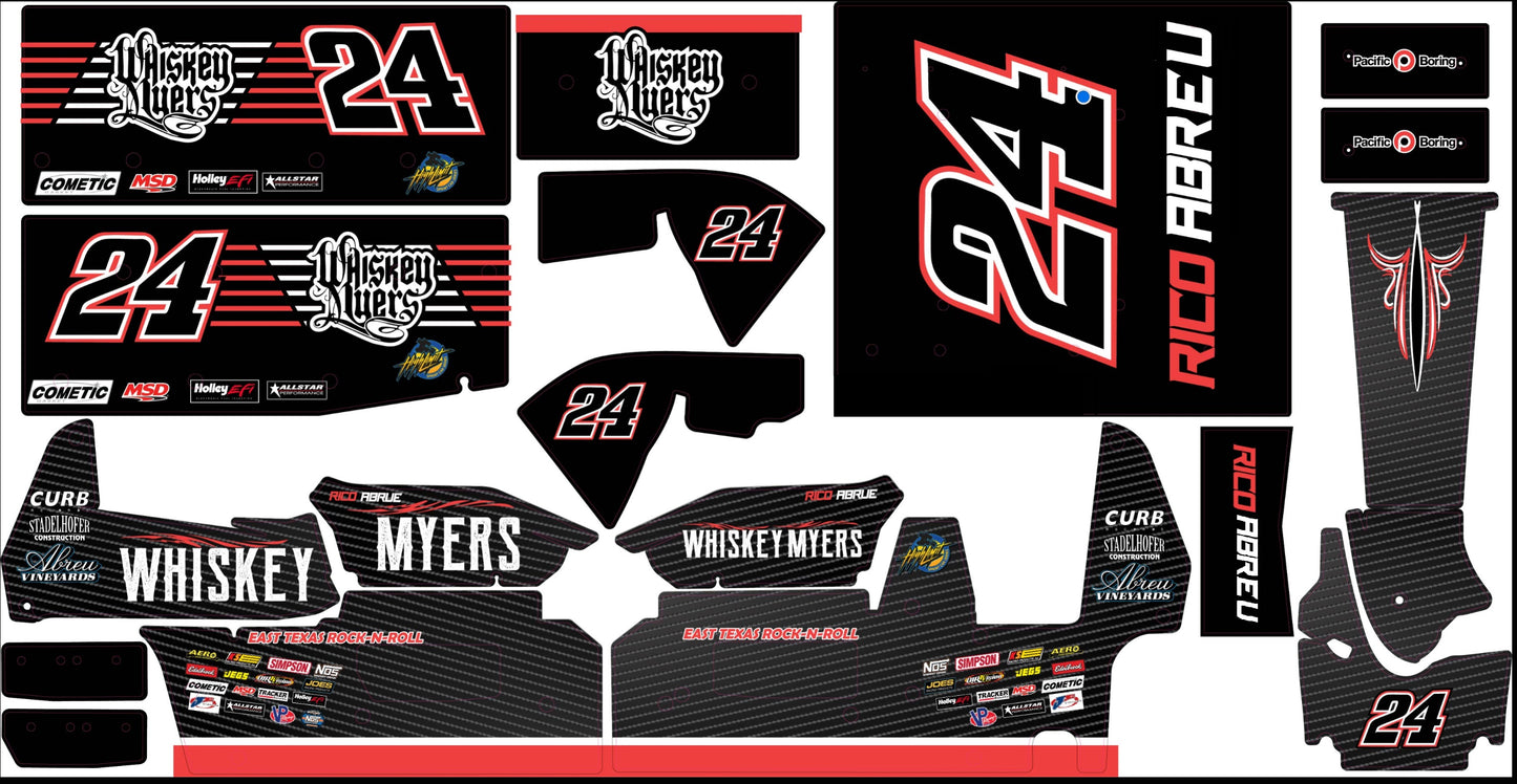 Rico Abreu Whiskey Meyer Themed Losi 22 Sprint Car Wrap - California Kid Racing Design with Gloss Laminate