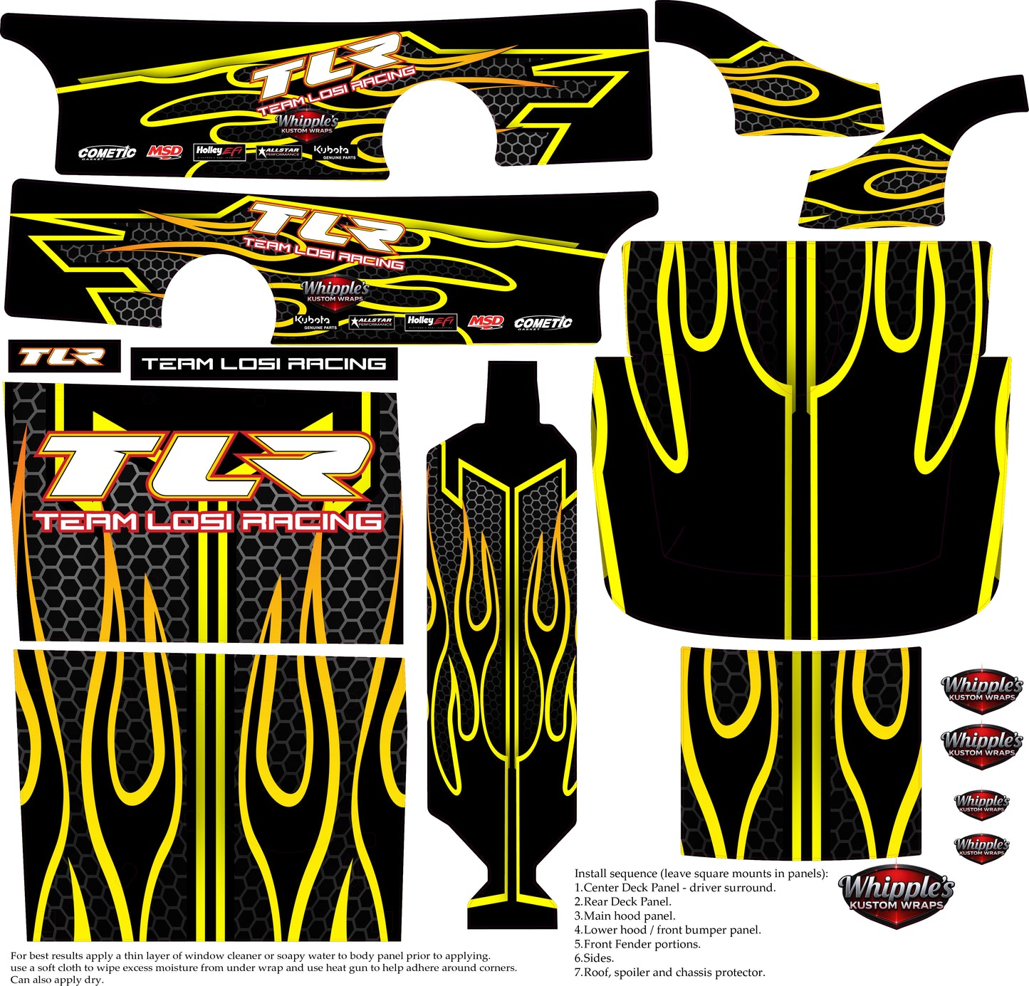 Losi 22S Dirt Late Model Stock Black Carbon Flame Wrap