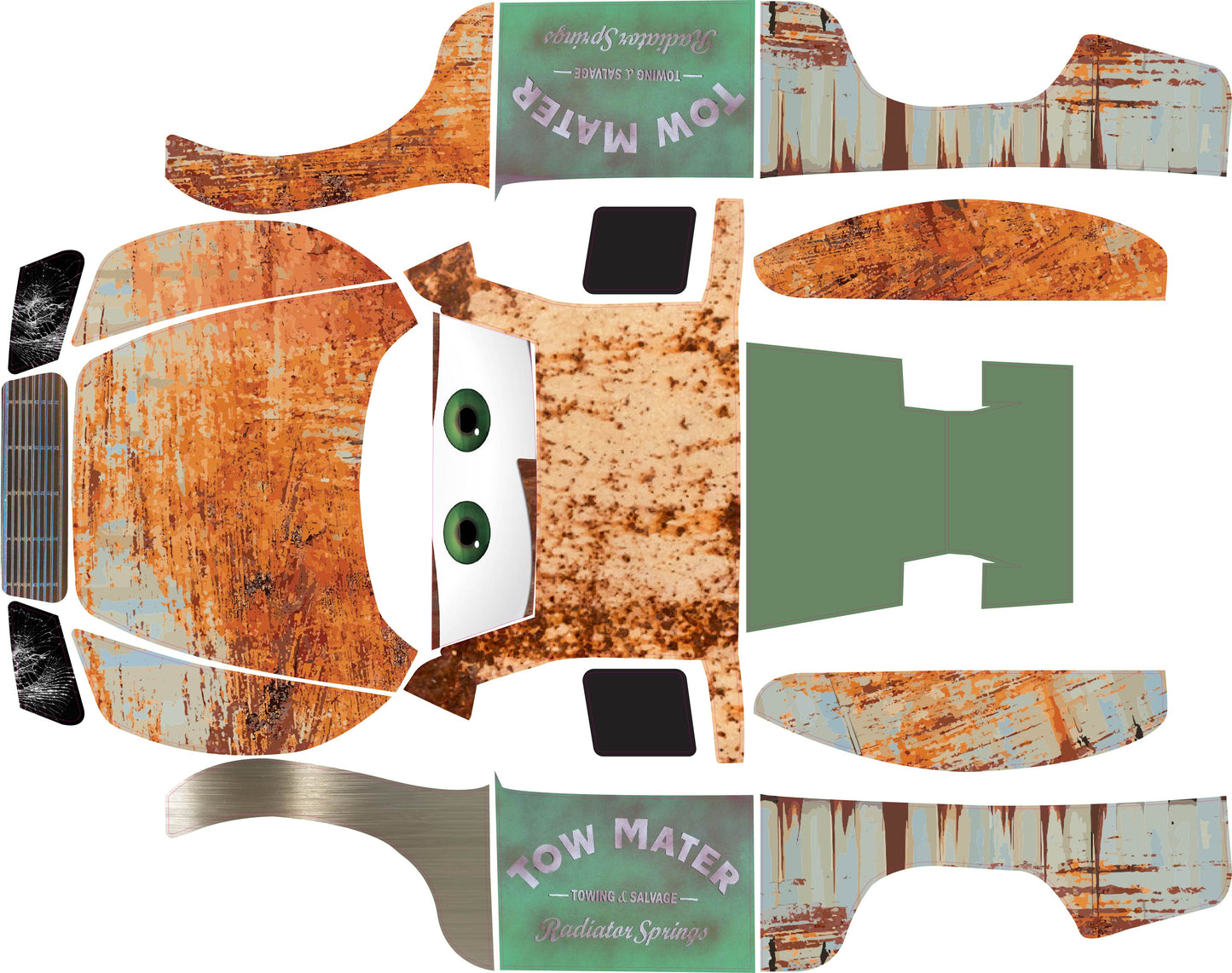Traxxas Slash Tow Mater Themed Short Course Truck Wrap - Disney Cars Design with Gloss Laminate