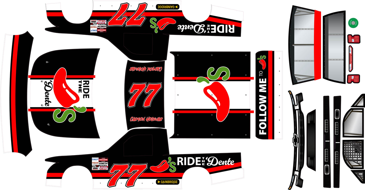 Losi NASCAR Chevy Truck – Carson Hocevar #77 Chevy 'Ride the Dente' Wrap